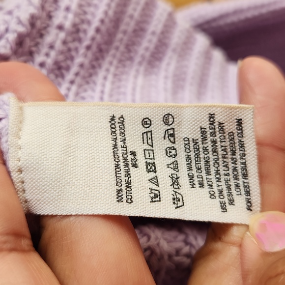 Free People, Women's Fall, Winter, V-Neck, Lavender (Purple) Bell Sleeve Sweater - Picture 6 of 7